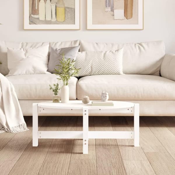 vidaXL Sohvapöytä valkoinen 87x48x35 cm täysi mänty