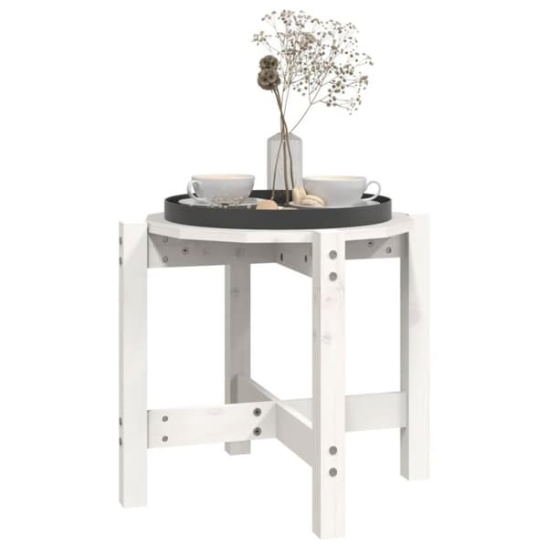 vidaXL sofabord Ø 52,5x45 cm massivt fyrretræ hvid