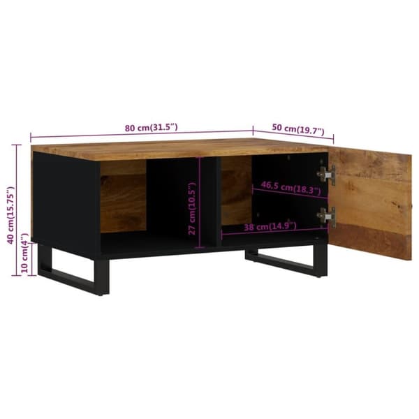 vidaXL sofabord 80x50x40 cm massivt mangotræ og konstrueret træ