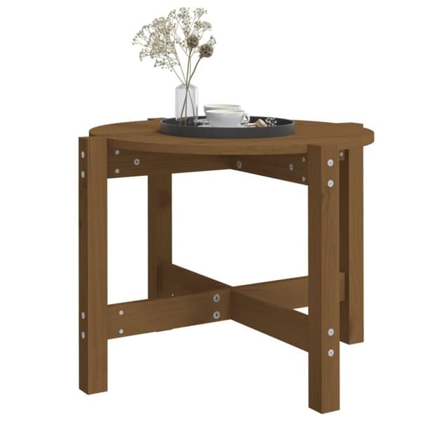 vidaXL sofabord Ø 62,5x45 cm massivt fyrretræ gyldenbrun