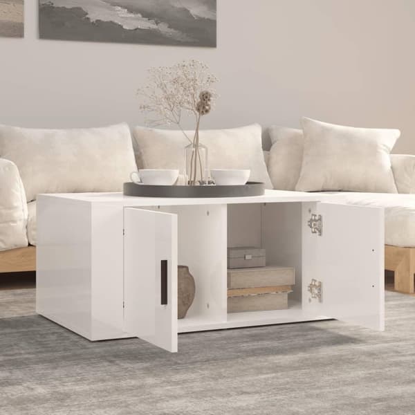 vidaXL sofabord 80x50x36 cm konstrueret træ hvid højglans
