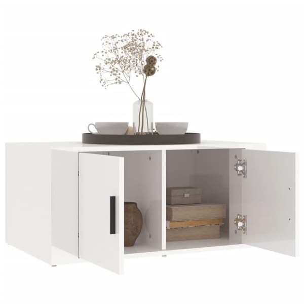 vidaXL sofabord 80x50x36 cm konstrueret træ hvid højglans