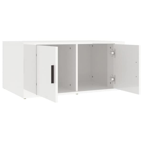vidaXL sofabord 80x50x36 cm konstrueret træ hvid højglans