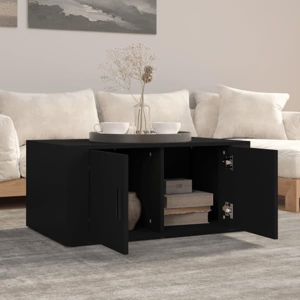 vidaXL Sohvapöytä musta 80x50x36 cm tekninen puu