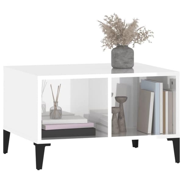 vidaXL sofabord 60x50x36,5 cm konstrueret træ hvid højglans