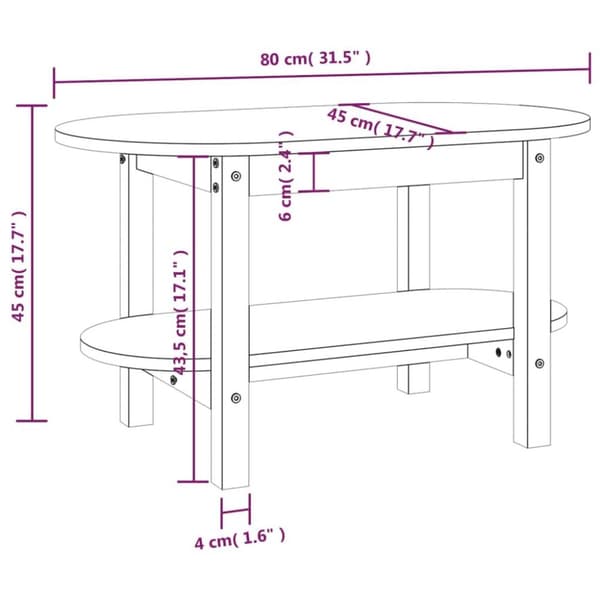 vidaXL sofabord 80x45x45 cm massivt fyrretræ