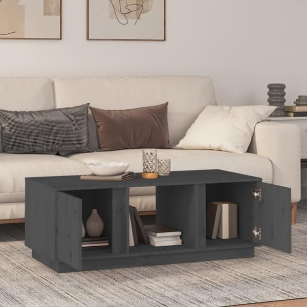 vidaXL sofabord 110x50x40 cm massivt fyrretræ grå