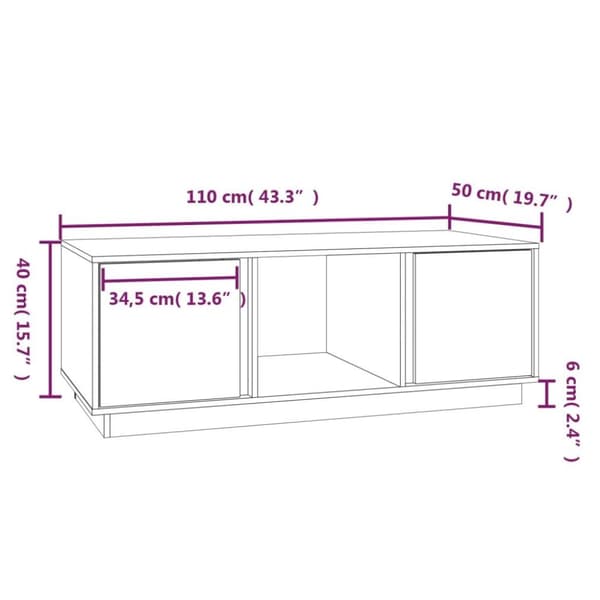 vidaXL sofabord 110x50x40 cm massivt fyrretræ grå