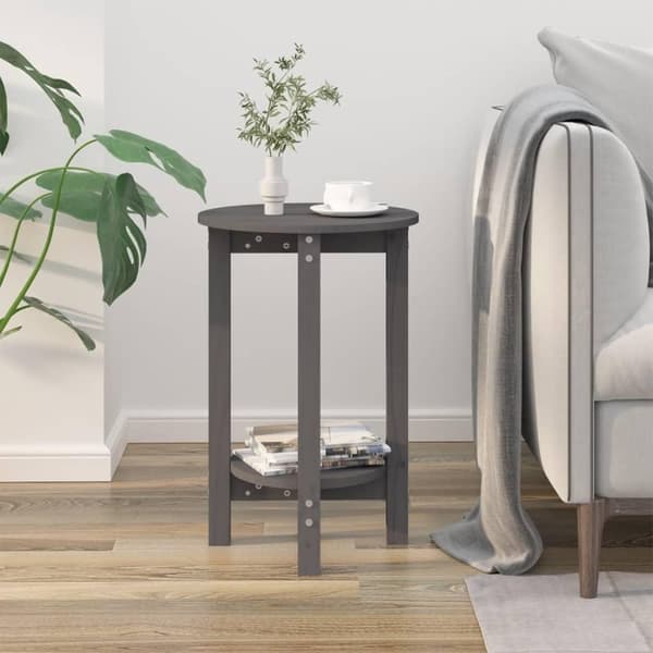 vidaXL sofabord Ø 55x60 cm massivt fyrretræ grå