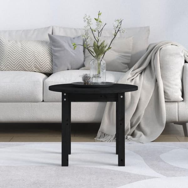 vidaXL Sohvapöytä musta Ø 55x45 cm täysi mänty