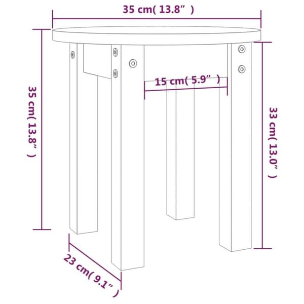 vidaXL Sohvapöytä musta Ø 35x35 cm täysi mänty