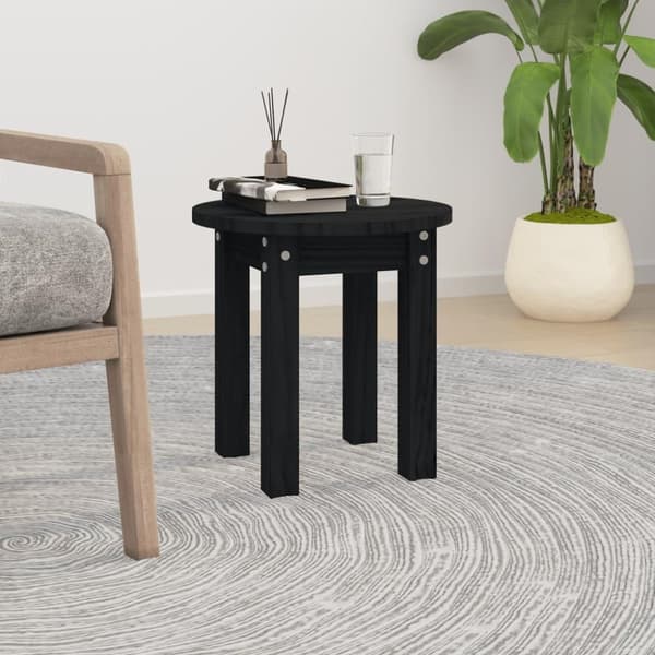 vidaXL Sohvapöytä musta Ø 35x35 cm täysi mänty