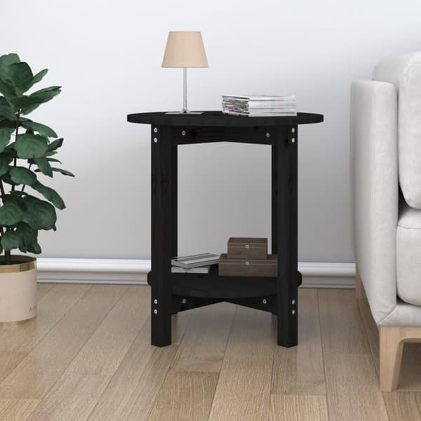 vidaXL Sohvapöytä musta Ø 55x60 cm täysi mänty
