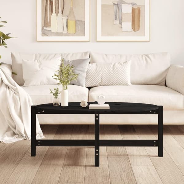 vidaXL sofabord 118x63x45 cm massivt fyrretræ sort