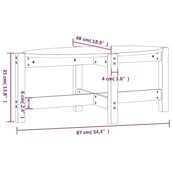 vidaXL Salongbord honningbrun 87x48x35 cm heltre furu