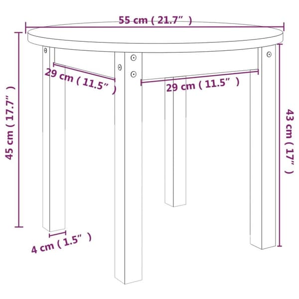 vidaXL Salongbord svart Ø 55x45 cm heltre furu