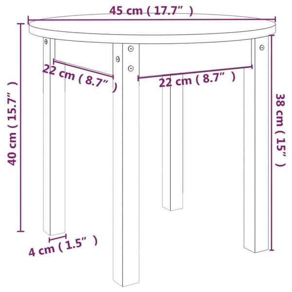 vidaXL Salongbord honningbrun Ø 45x40 cm heltre furu