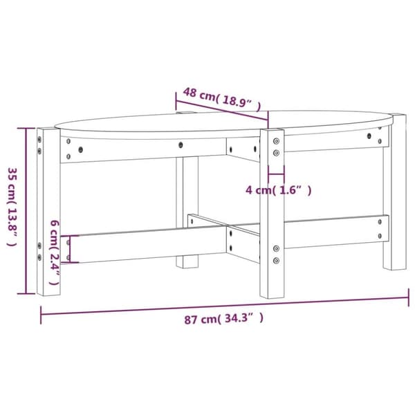 vidaXL Salongbord svart 87x48x35 cm heltre furu
