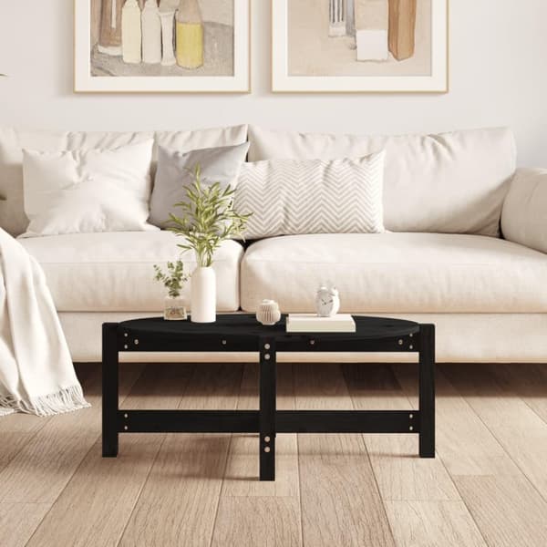 vidaXL Salongbord svart 87x48x35 cm heltre furu