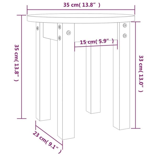 vidaXL Salongbord honningbrun Ø 35x35 cm heltre furu