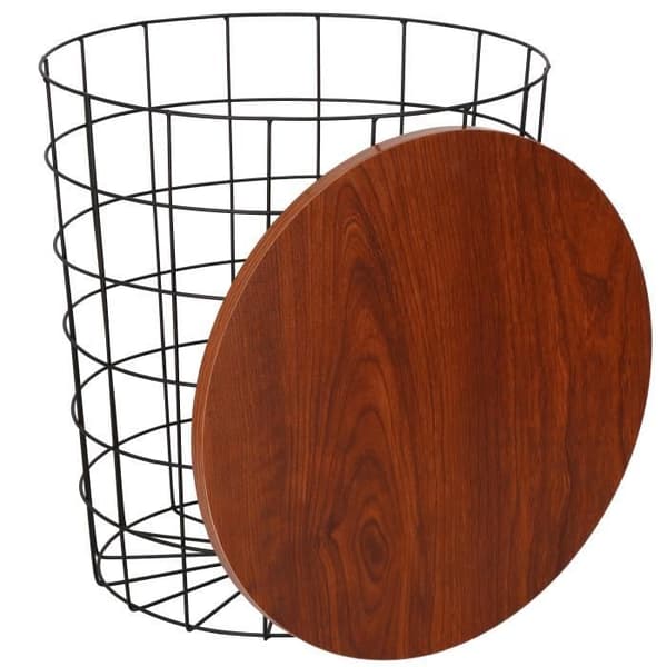 SPRINGOS® Sidobord Soffbord Runt trådbord 39 x 40 cm Genombrutet design metallbord Industriellt inomhusbord