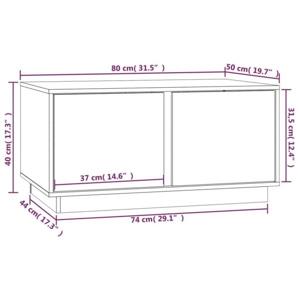 vidaXL Salongbord grå 80x50x40 cm heltre furu