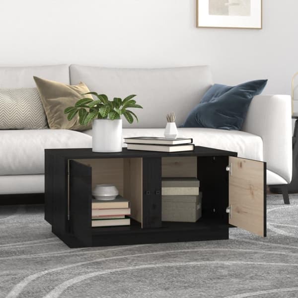 vidaXL Soffbord svart 80x50x40 cm massivt furu