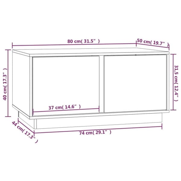vidaXL Soffbord svart 80x50x40 cm massivt furu