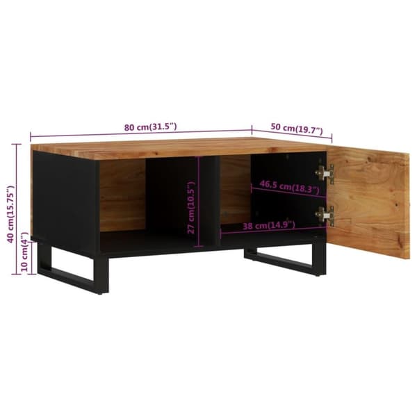 vidaXL Salongbord 80x50x40 cm heltre akasie og konstruert tre