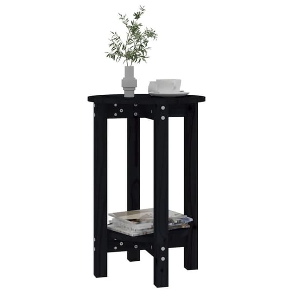 vidaXL sofabord Ø 55x60 cm massivt fyrretræ sort