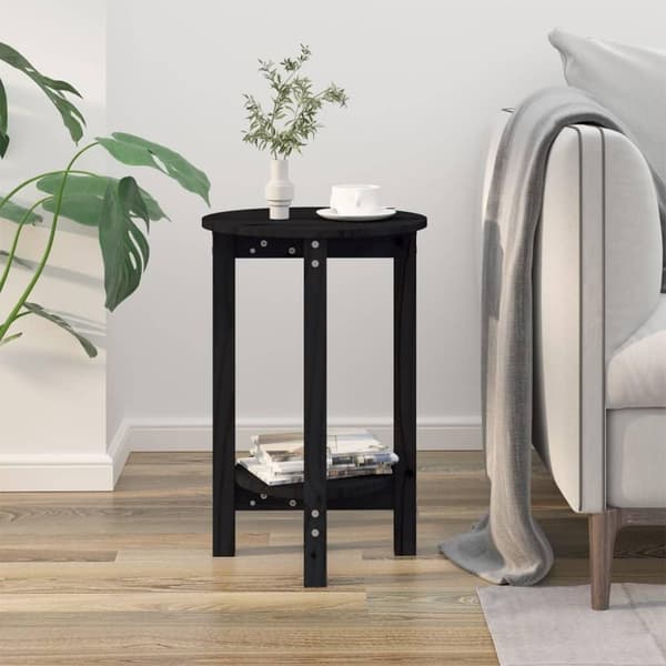 vidaXL sofabord Ø 55x60 cm massivt fyrretræ sort
