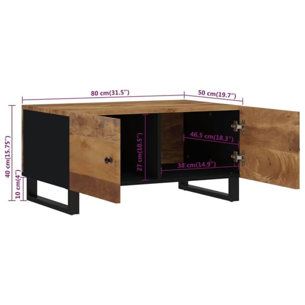 vidaXL Salongbord 80x50x40 cm heltre mango og konstruert tre