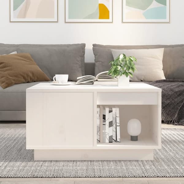vidaXL Soffbord vit 60x61x32,5 cm massiv furu