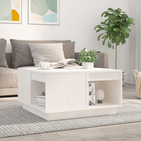 vidaXL Soffbord vit 60x61x32,5 cm massiv furu