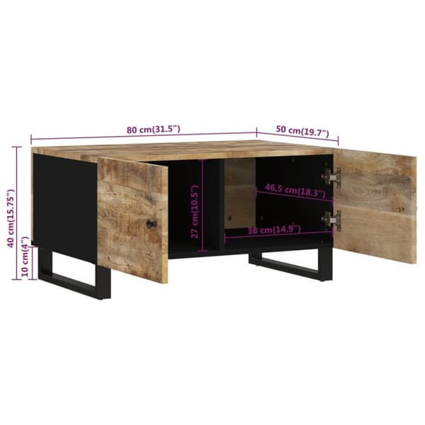 vidaXL Salongbord 80x50x40 cm heltre mango og konstruert tre