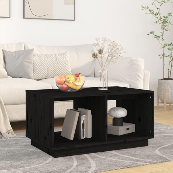 vidaXL Soffbord svart 80x50x40 cm massivt furu