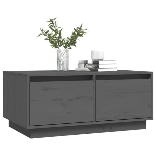 vidaXL Soffbord grå 80x50x35 cm massivt furu