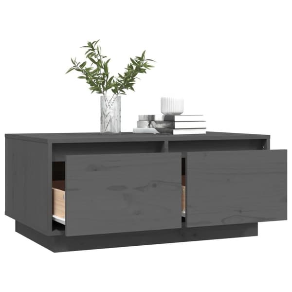vidaXL Soffbord grå 80x50x35 cm massivt furu