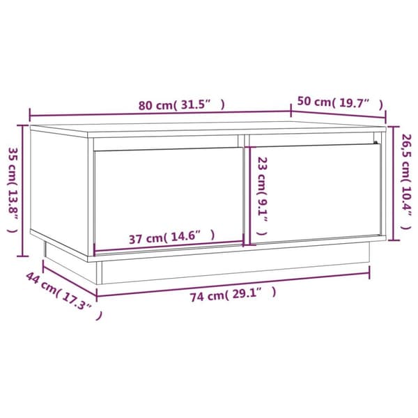 vidaXL Soffbord grå 80x50x35 cm massivt furu