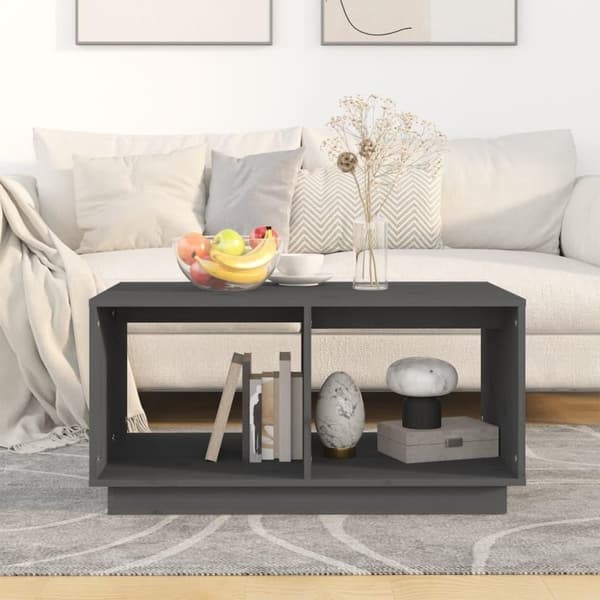vidaXL Salongbord grå 80x50x40 cm heltre furu