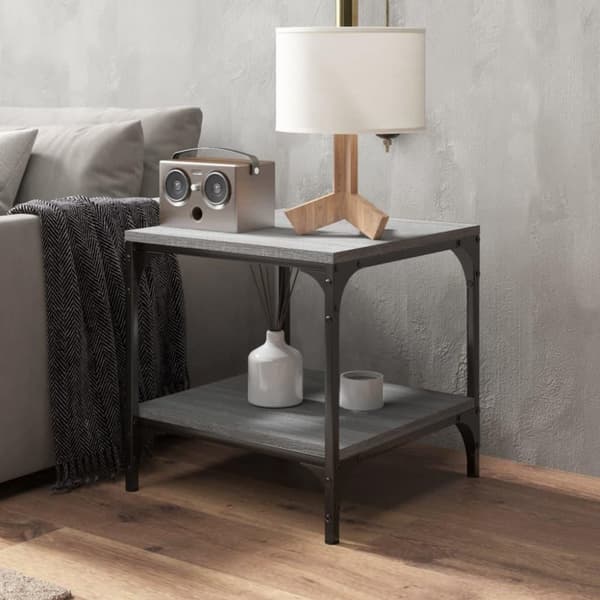 vidaXL sofabord 50x50x40 cm konstrueret træ grå sonoma-eg
