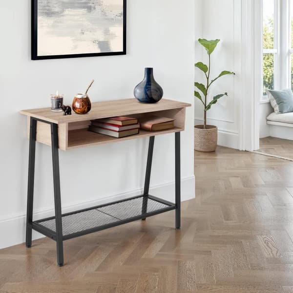 Konsolbord Tralee 100x35x80,5cm - Industrielt lyst træ, egetræ Sonoma
