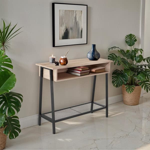 Konsolbord Tralee 100x35x80,5cm - Industrielt lyst træ, egetræ Sonoma