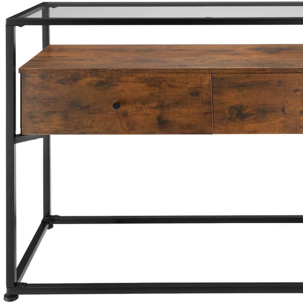Konsolbord Reading 101,5x41,5x80,5cm - Industrielt mørkt træ, rustikt