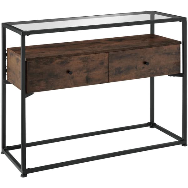 Konsolbord Reading 101,5x41,5x80,5cm - Industrielt mørkt træ, rustikt