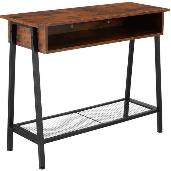 Konsolbord Tralee 100x35x80,5cm - Industrielt mørkt træ, rustikt