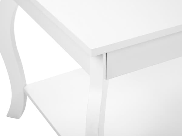 Sofabord Hvid MDF Træ 50 x 100 cm Moderne Aflangt Bord til Stuen med Hylde Opbevaringsplads Design Stue Dekoration Tilbehør