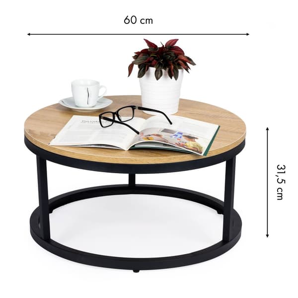 Sohvapöytä pyöreä - 60 cm - Teollisuus - Puu