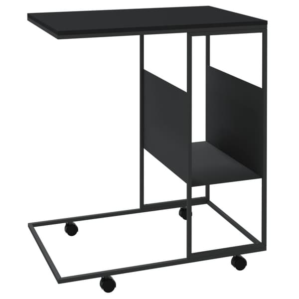 vidaXL Sidebord med hjul svart 55x36x63,5 cm konstruert tre
