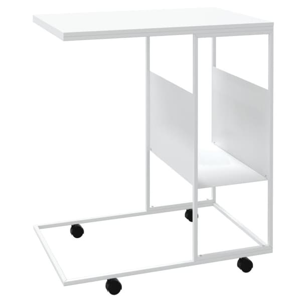 vidaXL Sidebord med hjul hvit 55x36x63,5 cm konstruert tre